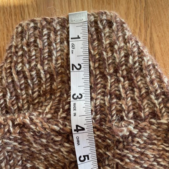 Vintage Pullover Chunky Hand Knitted Women’s Sweater Cowl/Turtleneck Brown/Tan - Picture 12 of 14
